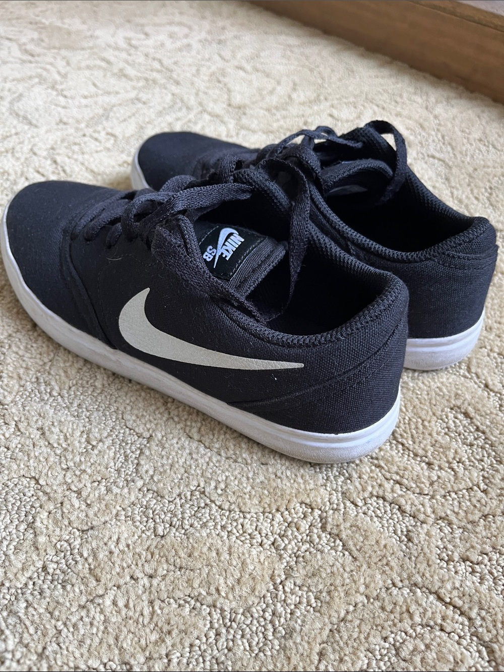 Nike Black Canvas Low-Top Sneakers with White Soles